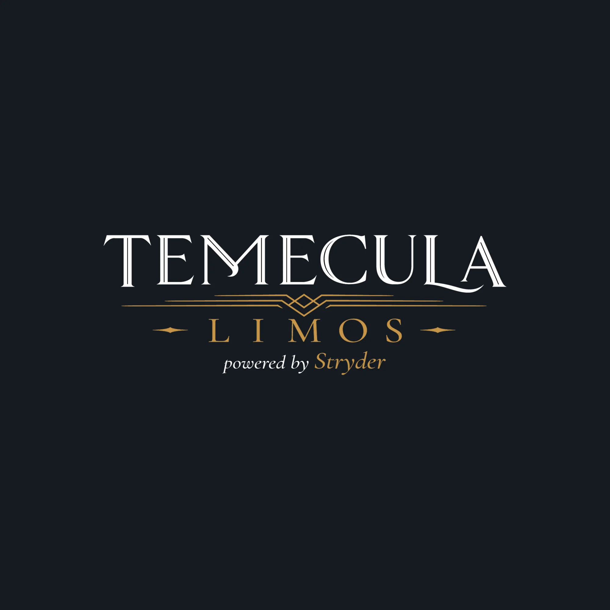Temecula Limos logo powered by Stryder on a dark background