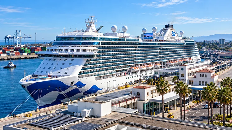 Princess cruise ship docked at the San Diego cruise terminal
