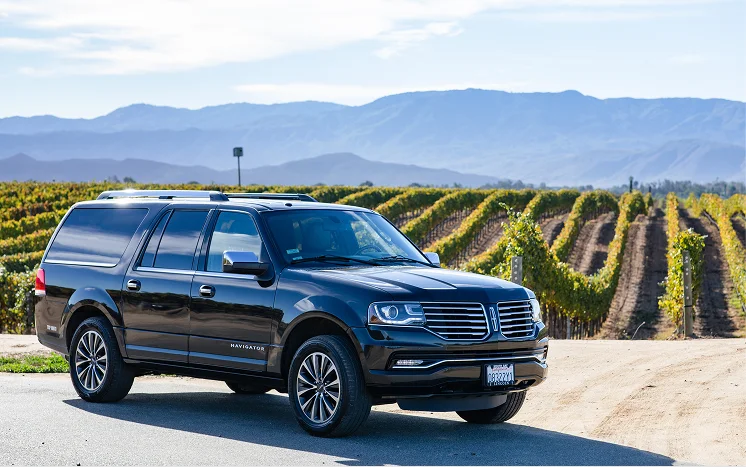 Temecula Limos black Lincoln Navigator at a vineyard in Temecula