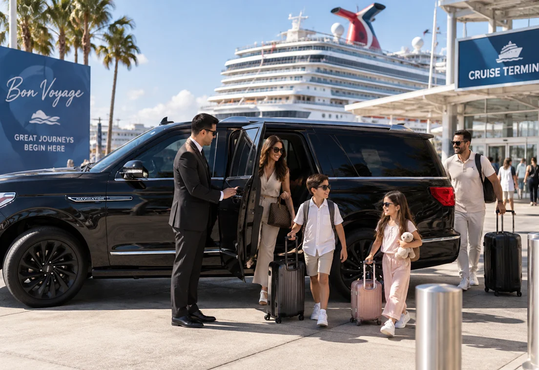 Temecula Limos luxury SUV transporting a family to a cruise terminal