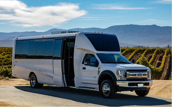 Temecula Limos large party bus at a vineyard in Temecula